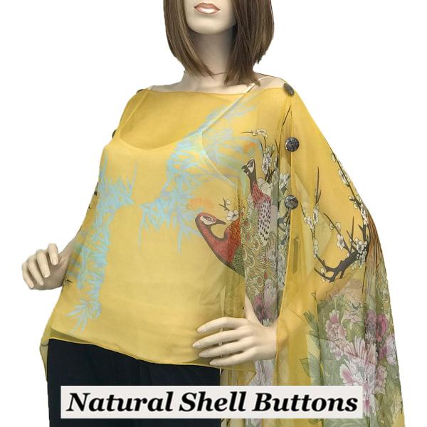 Wholesale 1799 - Silky Six Button Poncho/Cape 115GD - Shell Buttons <br> Gold (Peacock) - 