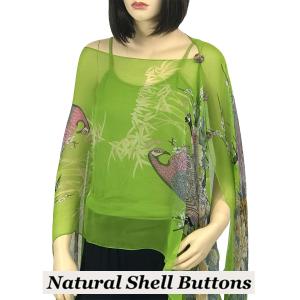 1799 - Silky Six Button Poncho/Cape 115LM - Shell Buttons<br>Lime Peacock  - 
