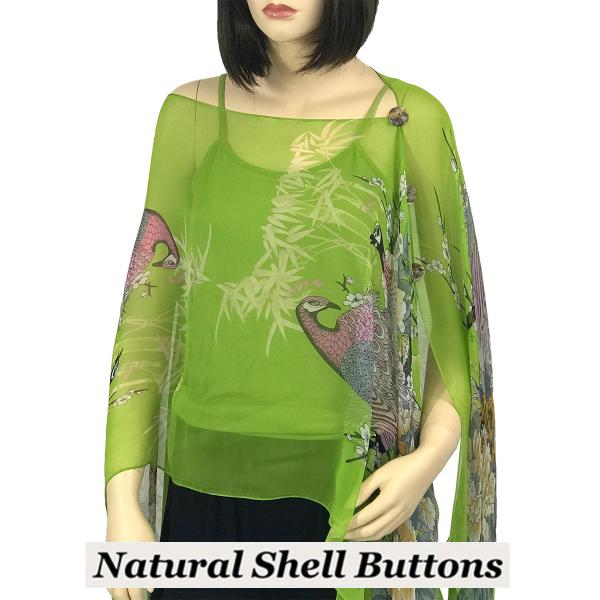 Wholesale 1799 - Silky Six Button Poncho/Cape 115LM - Shell Buttons<br>Lime Peacock  - 