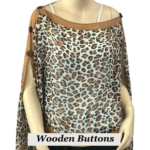 Wholesale 1799 - Silky Six Button Poncho/Cape 104CA - Wooden Buttons<br>Camel (Cheetah) - 