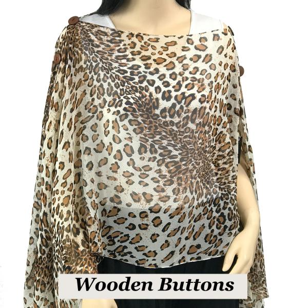 Wholesale 1799 - Silky Six Button Poncho/Cape 503WH - Wooden Buttons<br> WH (Cheetah 2) - 