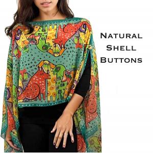 1799 - Silky Six Button Poncho/Cape 720 - Shell Buttons<br>
Teal (Cats and Dogs) - 