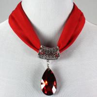 Magnet Scarves - Chiffon w/ Pendant - #01 Red (Silver Magnet) w/ Pendant #129