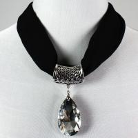 Magnet Scarves - Chiffon w/ Pendant - #03 Black (Silver Magnet) w/ Pendant #075