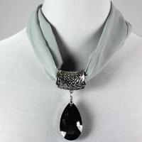 Magnet Scarves - Chiffon w/ Pendant - #28 Silver (Silver Magnet) w/ Pendant #131