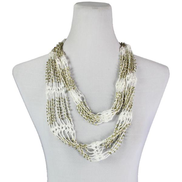 Wholesale 1815 - Shanghai Beaded Infinities White w/ Gold Beads - 