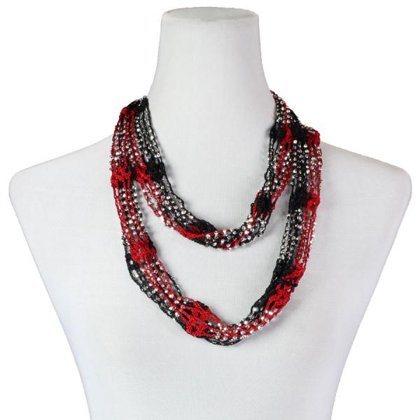Wholesale 1815 - Shanghai Beaded Infinities Black-Red w/ Silver Beads  - 