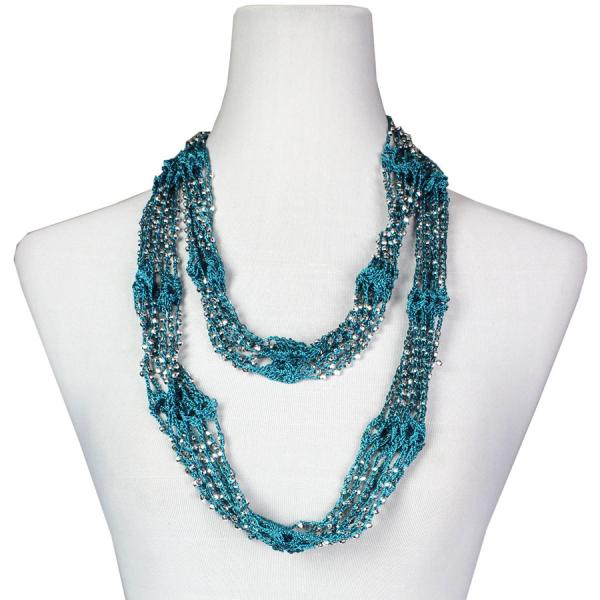 Wholesale 1815 - Shanghai Beaded Infinities Teal Blue w/ Silver Beads - 