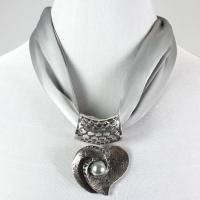 Magnet Scarves - Satin w/ Pendant - #02 Silver (Silver Magnet) w/ Pendant #526