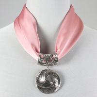 Magnet Scarves - Satin w/ Pendant - #23 Dusty Pink (Silver Magnet) w/ Pendant #464