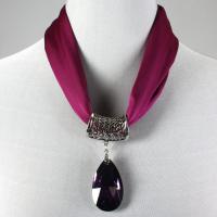 Magnet Scarves - Satin w/ Pendant - #24 Orchid (Silver Magnet) w/ Pendant #130