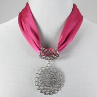 Magnet Scarves - Satin w/ Pendant - #27 Hot Pink (Silver Magnet) w/ Pendant #036