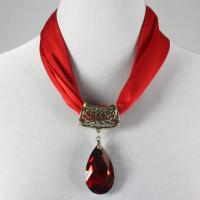 Magnet Scarves - Satin w/ Pendant - #28 Red (Bronze Magnet) w/ Pendant #565