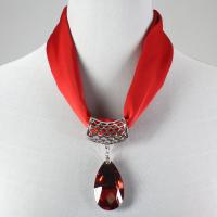 Magnet Scarves - Satin w/ Pendant - #28 Red (Silver Magnet) w/ Pendant #129