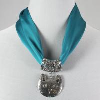 Magnet Scarves - Satin w/ Pendant - #35 Teal Green (Silver Magnet) w/ Pendant #077