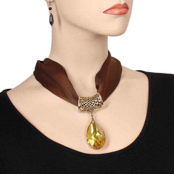 Wholesale Satin Fabric Necklace 1818 #003 Brown (Bronze Magnet) w/ Pendant #561 - 