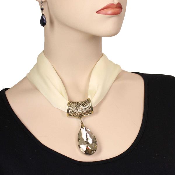 Wholesale Satin Fabric Necklace 1818 #014 Cream (Bronze Magnet) w/ Pendant #562 - 