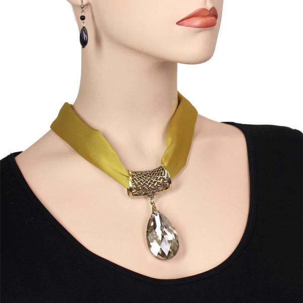 Wholesale Satin Fabric Necklace 1818 #018 Olive (Bronze Magnet) w/ Pendant #562 - 
