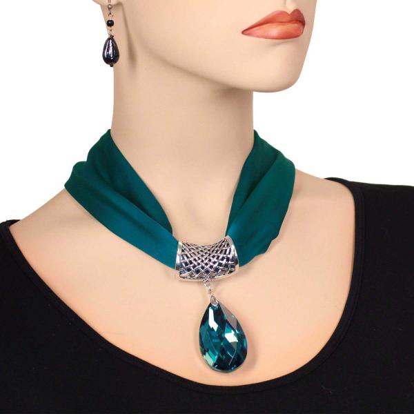 Wholesale Satin Fabric Necklace 1818 #025 Dark Teal (Silver Magnet) w/ Pendant #568 - 