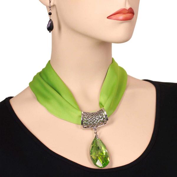 Wholesale Satin Fabric Necklace 1818 #041 Leaf Green (Silver Magnet) w/ Pendant #569 - 