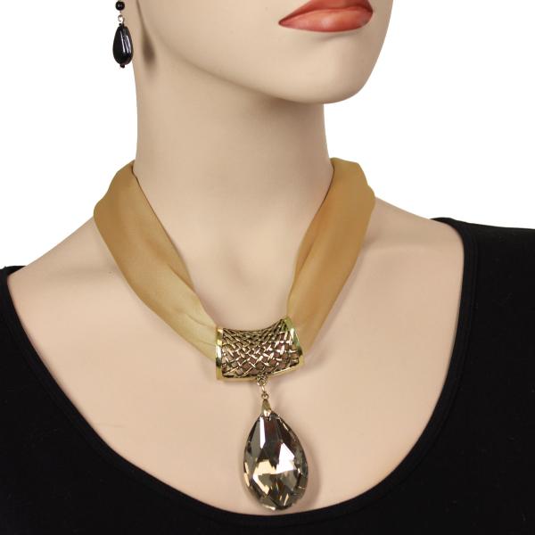 Wholesale Satin Fabric Necklace 1818 #008 Beige (Bronze Magnet) w/ Pendant #562 - 