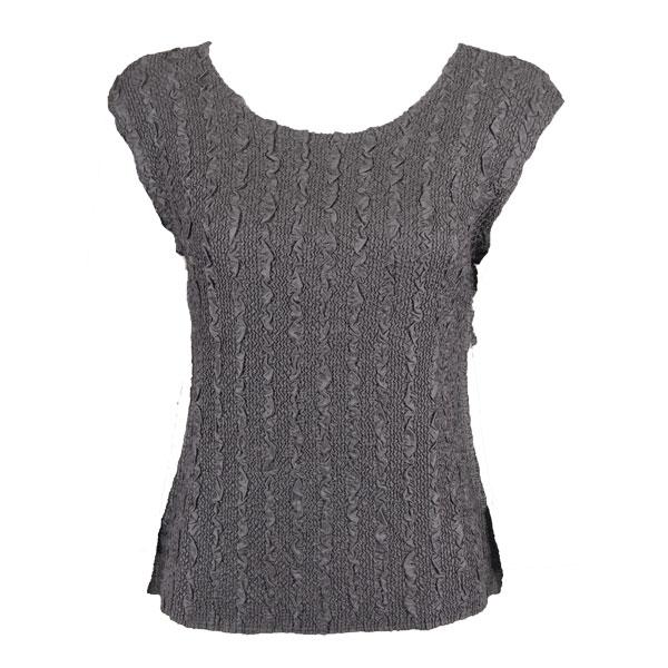 Wholesale 1904 - Magic Crush Cap Sleeve Tops Solid Charcoal-B - One Size Fits Most