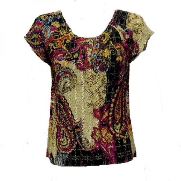 Wholesale 1904 - Magic Crush Cap Sleeve Tops 122 - Paisley and Plaid  - One Size Fits  (S-L)