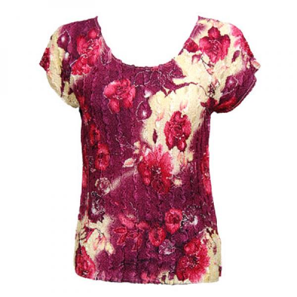 Wholesale 1904 - Magic Crush Cap Sleeve Tops 325 - Multi Floral Berry - One Size Fits  (S-L)