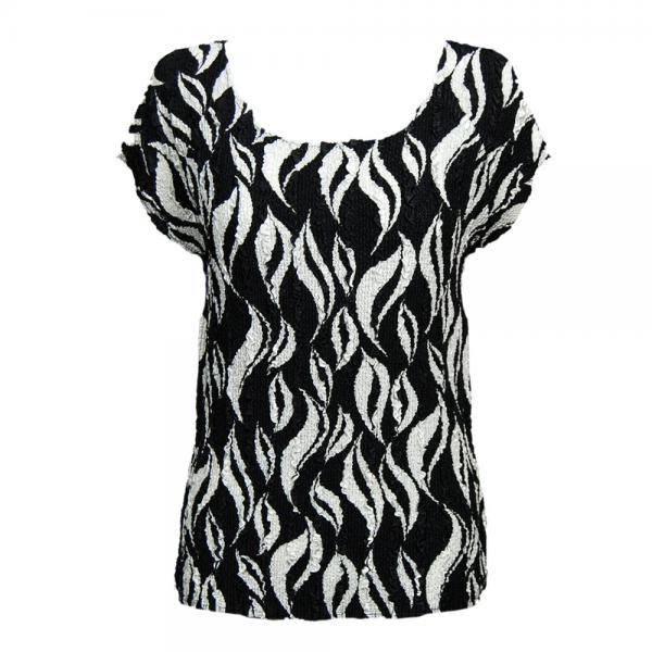 Wholesale 1904 - Magic Crush Cap Sleeve Tops 309 - White on Black - One Size Fits  (S-L)