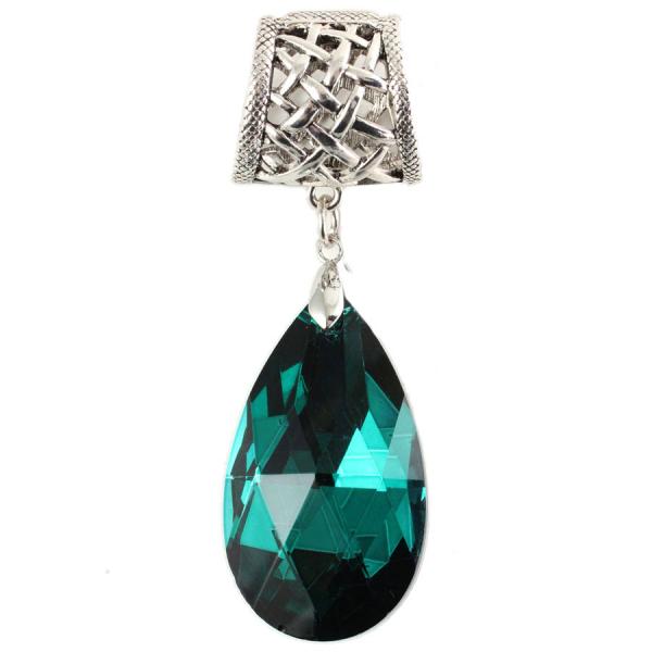 Wholesale 1905 - Scarf Pendants #074 Emerald Teardrop Crystal (Hinged Tube) - 