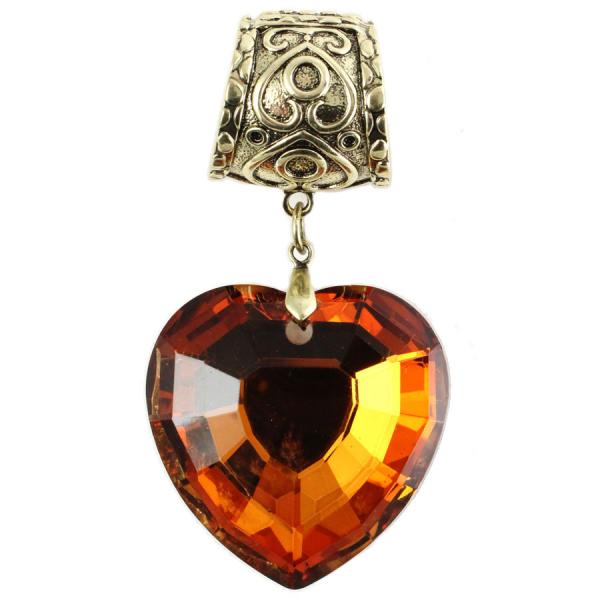 Wholesale 1905 - Scarf Pendants #077 Amber Heart (Hinged Tube) - 