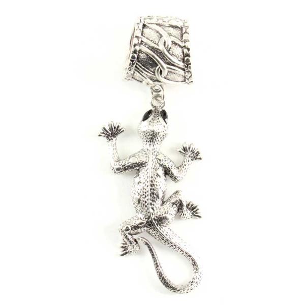 Wholesale 1905 - Scarf Pendants #081 Silver Gecko (Hinged Tube) MB - 