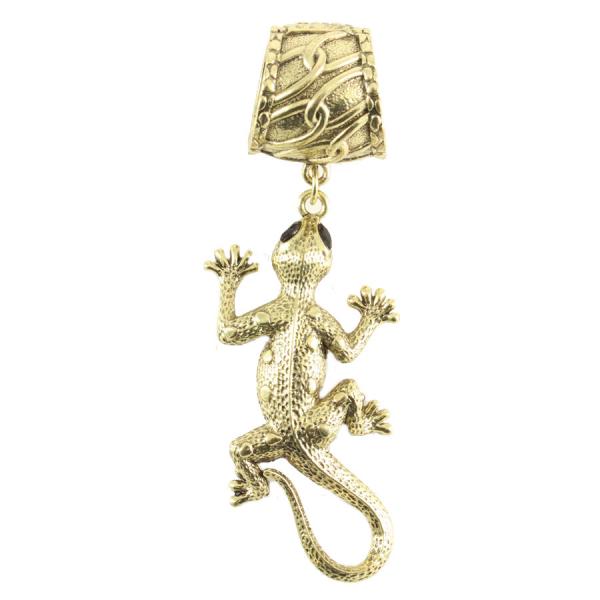 Wholesale 1905 - Scarf Pendants #082 Gold Gecko (Hinged Tube) - 