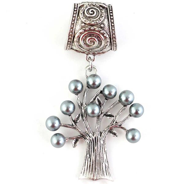 Wholesale 1905 - Scarf Pendants #132 Tree w/ Grey Pearls ((Hinged Tube) Locate - 