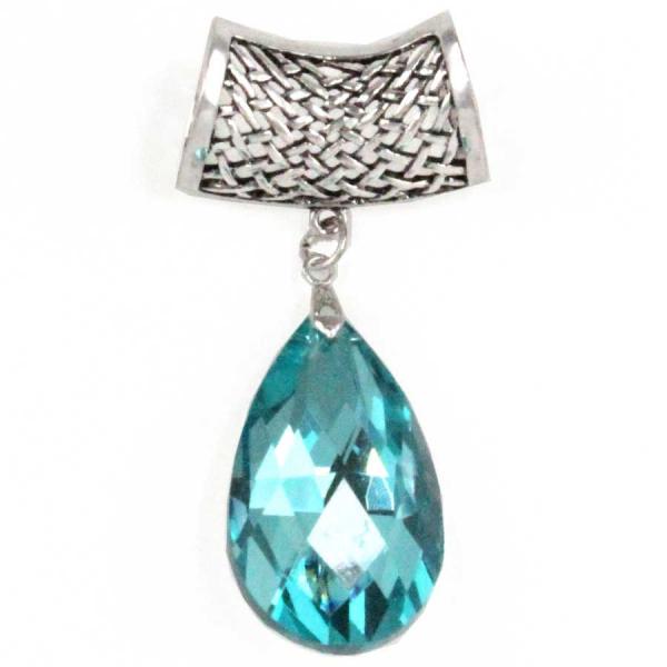 Wholesale 1905 - Scarf Pendants #S560 Aqua Crystal Teardrop - 