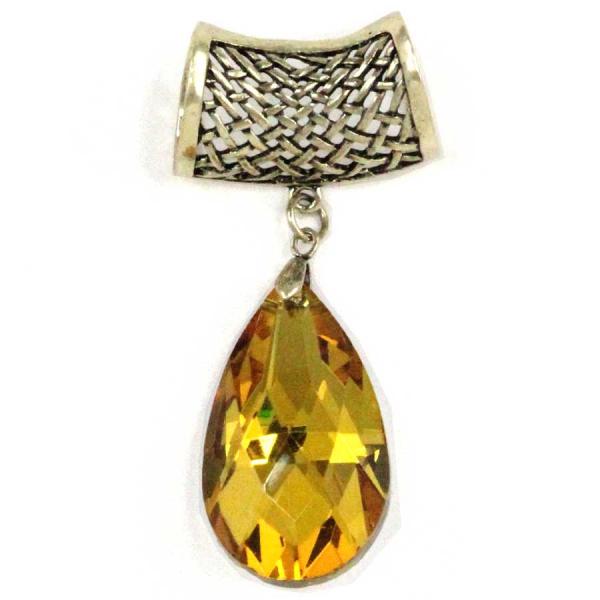 Wholesale 1905 - Scarf Pendants #S561 Gold Crystal Teardrop - 