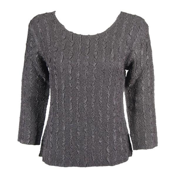 Wholesale 1906 - Magic Crush Three Quarter Sleeve Tops Solid Charcoal-B Two Ply - Plus Size Fits (XL-2X)