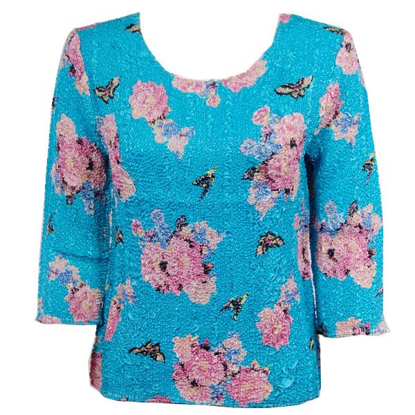 Wholesale 1906 - Magic Crush Three Quarter Sleeve Tops Butterfly Floral on Sky Blue (#002C) - One Size Fits  (S-L)