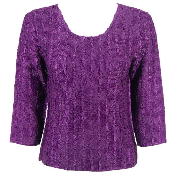 Wholesale 1906 - Magic Crush Three Quarter Sleeve Tops Solid Eggplant-B Two Ply - One Size Fits  (S-L)