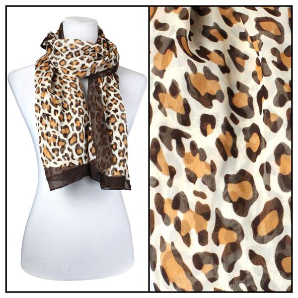 Wholesale Silky Dress Scarves - 1909 CH01 Cheetah Brown - 