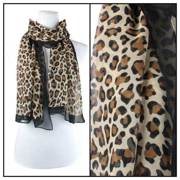 Wholesale Silky Dress Scarves - 1909 CH02 Cheetah Black  - 