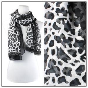 Silky Dress Scarves - 1909 CH04 Cheetah Black-White - 