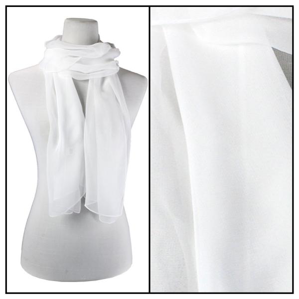 Wholesale Silky Dress Scarves - 1909 S03 Solid White - 