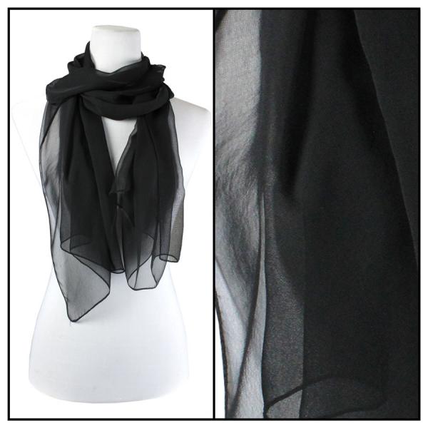 Wholesale Silky Dress Scarves - 1909 S04 Solid Black - 