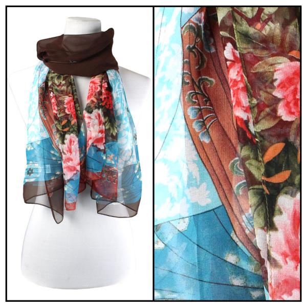 Wholesale Silky Dress Scarves - 1909 GE02 Geisha Brown - 