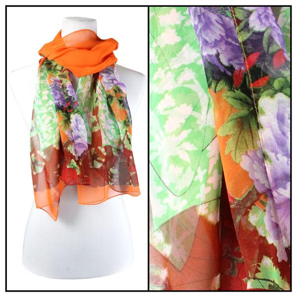 Wholesale Silky Dress Scarves - 1909 GE03 Geisha Orange - 