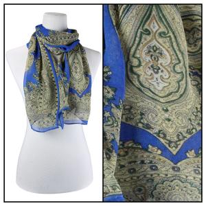 Silky Dress Scarves - 1909 PB02 Paisley Border Royal - 