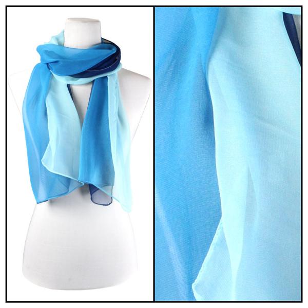 Wholesale Silky Dress Scarves - 1909 TC09 Tri-Color Blues - 