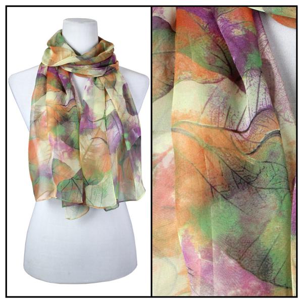 Wholesale 2901 - Magnetic Clasp Silky Dress Scarves LE06 Leaves Green - 
