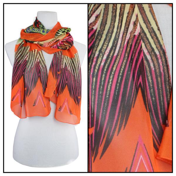 Wholesale Silky Dress Scarves - 1909 BB01 Big Butterfly Orange - 